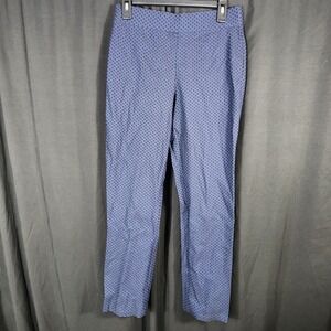 Berkley Jensen Millennium Pant Navy Blue Geometric Diamond Print Tummy Control M